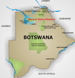 Map of Moremi Game Reserve, Botswana